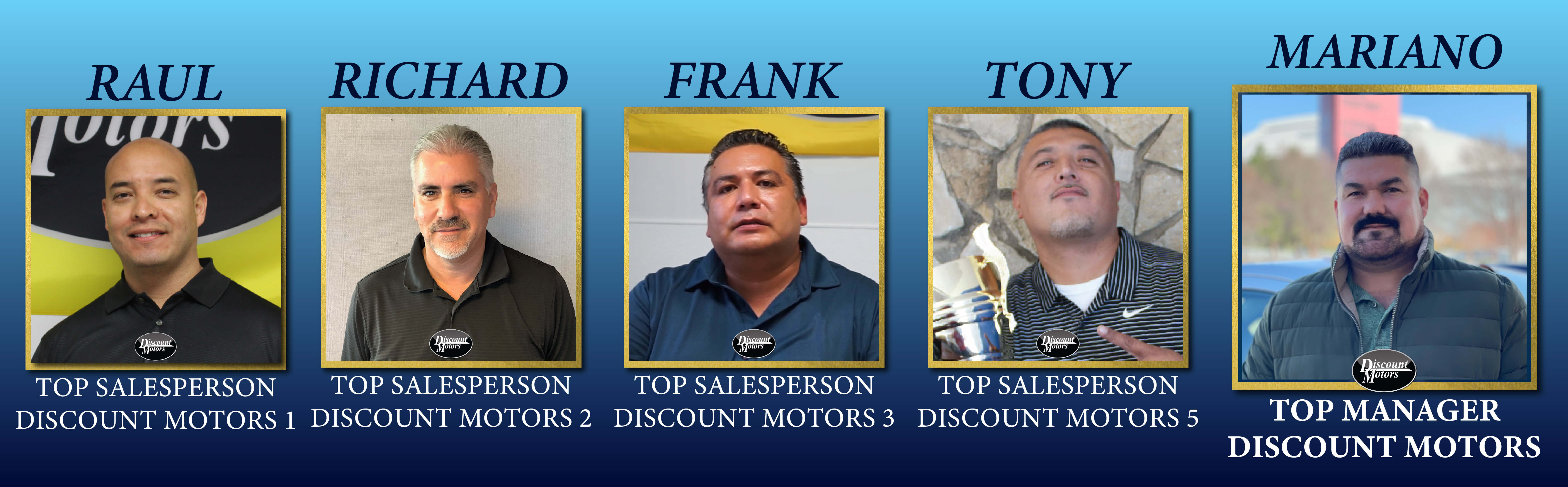 Salespeople of the Month at each store.