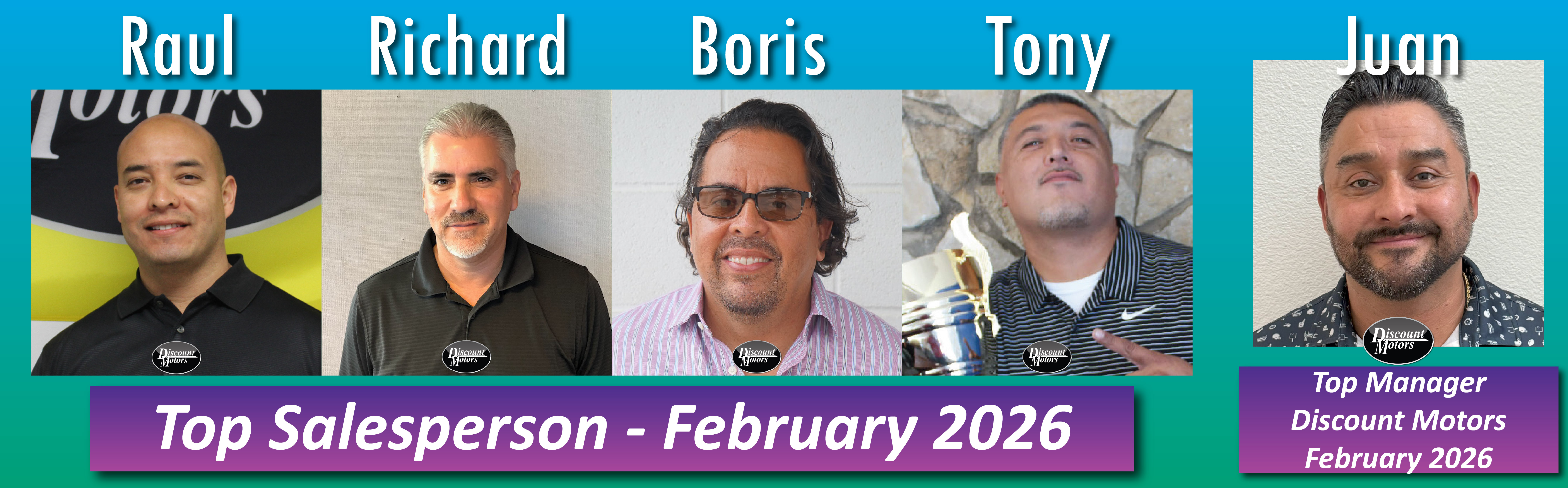 Image of 5 top sales staff, including their names