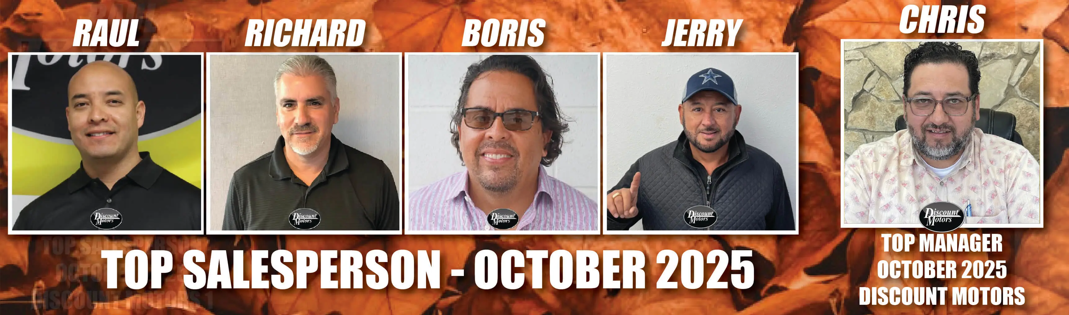 Image of 5 top sales staff, including their names