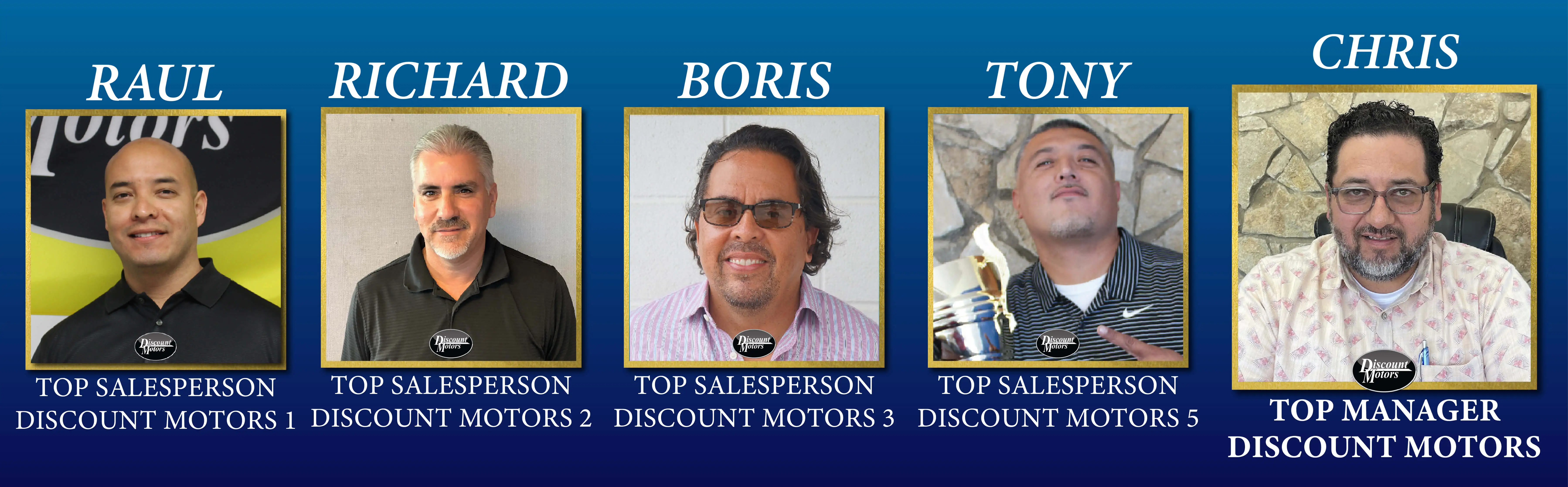 Image of 5 top sales staff, including their names
