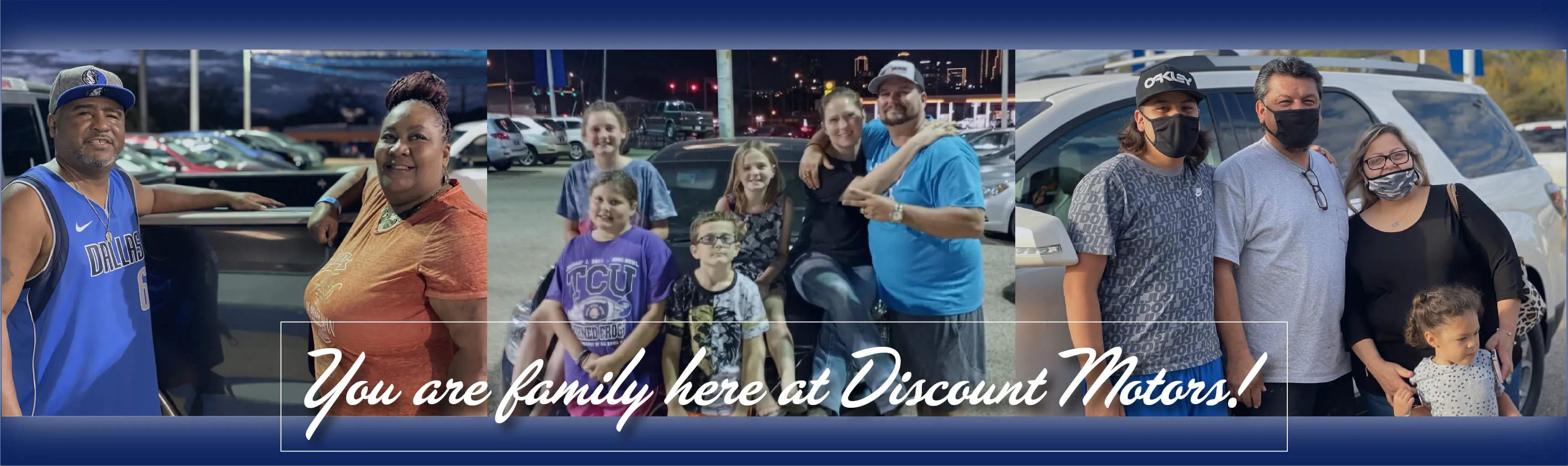 Image of multiple satisfied customers with their new vehicles.