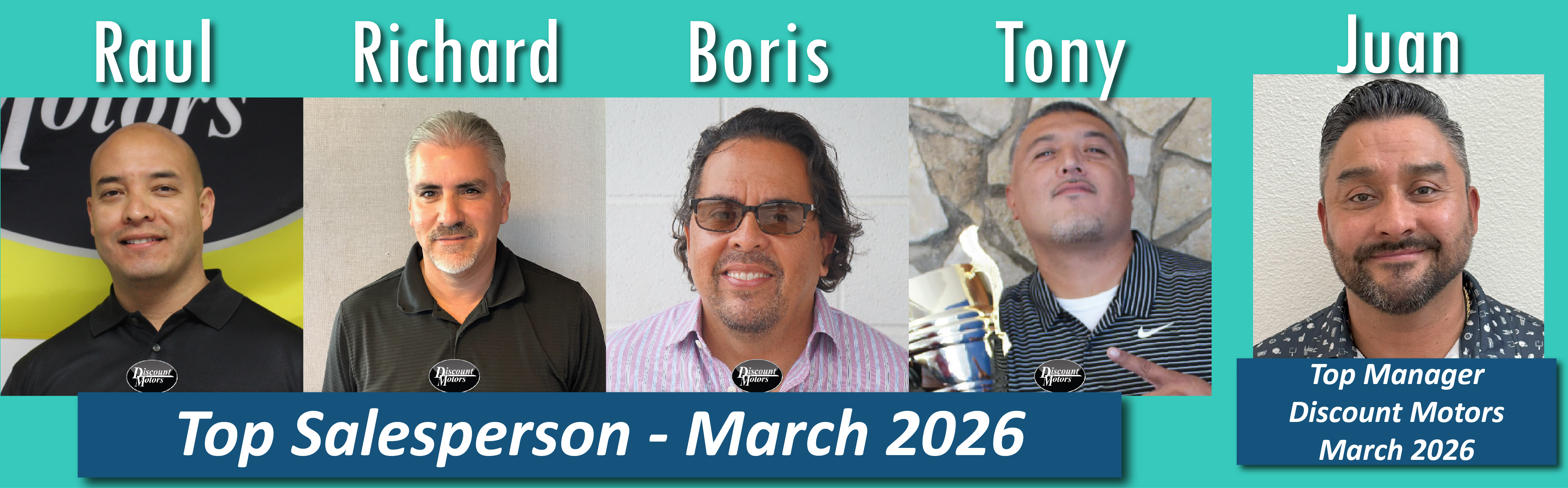 Image of 5 top sales staff, including their names