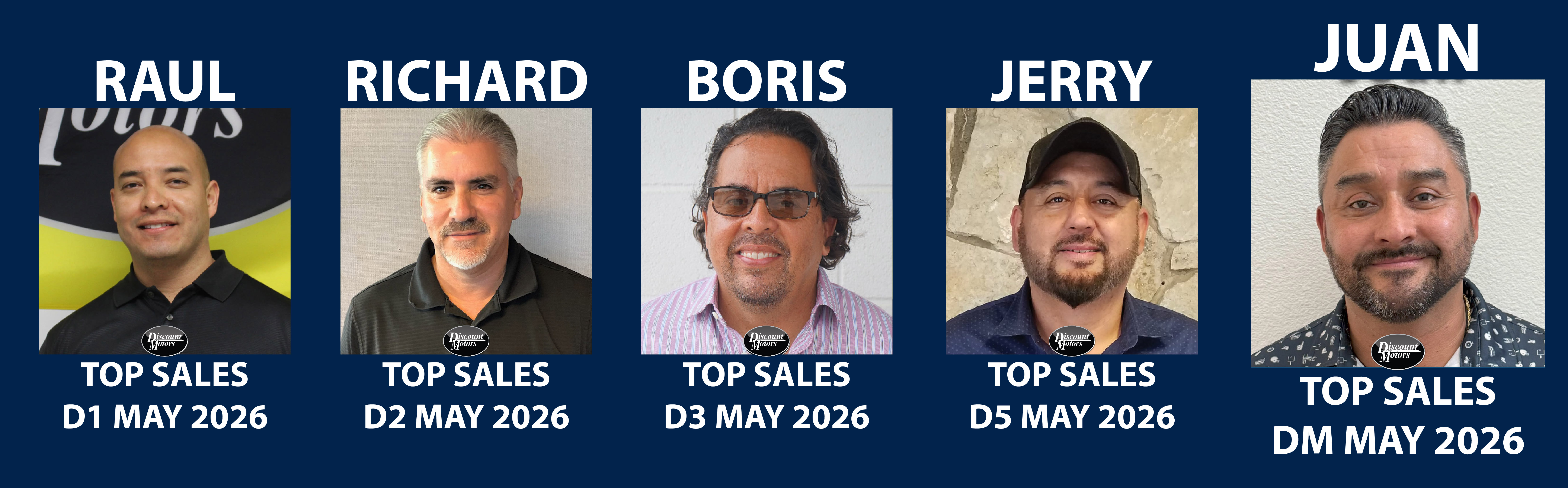 Image of 5 top sales staff, including their names